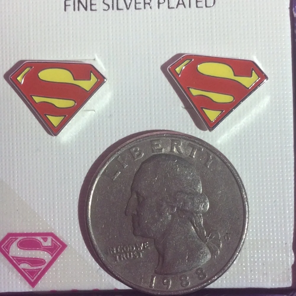 ⭐️ Super Girl Earrings Silver Platted, DC “ Girls Rule “Fine Jewerly Collection”